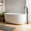 51 Inch Freestanding Resin Stone Soaking Bathtub with Overflow and Pop-up Drain for Modern Bathrooms-120330778