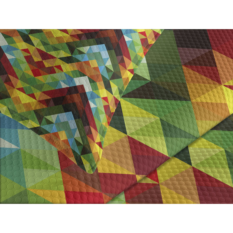 Ambesonne Colorful Bedspread Set Abstract Optic Pattern Multicolor, King Bedspread + 2 Standard Shams