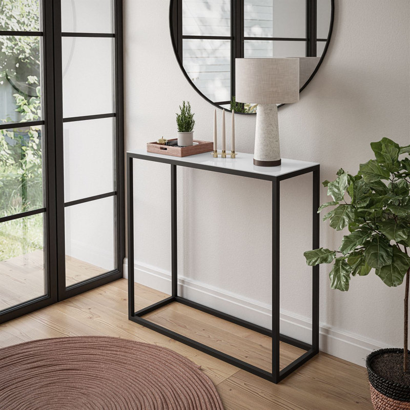 Calexico Console Table, White, Black, 79cm H x 80cm W x 30cm D