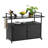 Outdoor Wicker Bar Cart, Patio Wine Serving Cart With Wheels, Rolling Rattan Beverage Bar Counter Table With Glass Top-451884205