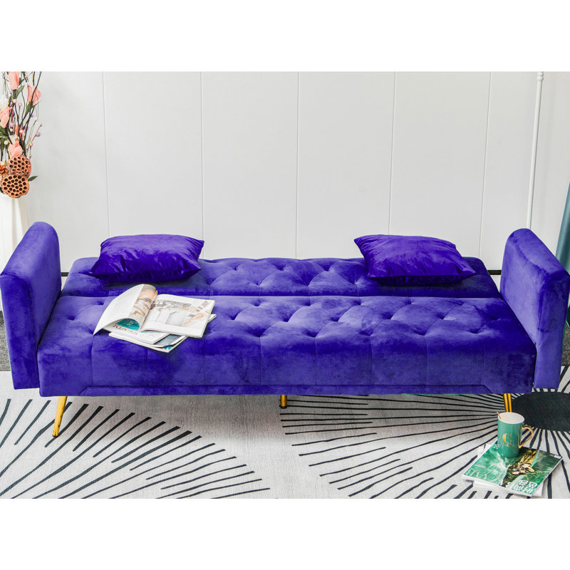 Vassallo 70.95'' Velvet Sleeper Sofa, Purple Velvet
