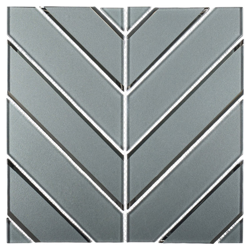 Hampton x 12 po Carreau de mosaïque mural en verre givré aspect chevron, Montauk