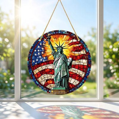 Independence Day Statue Of  Flag Acrylic 2D Pendant Colorful Festival Decoration Home Porch Pendant
