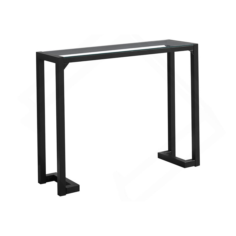 Table d'appoint, console, vestibule, étroit, canapé, verre trempé transparent, métal noir