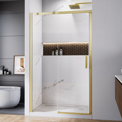 Porte de douche coulissante simple sans cadre de 44 à 48 po x H 74 po avec verre trempé transparent
