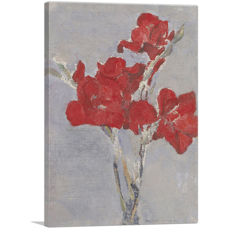 «Red Gladioli 1906» par Piet Mondrian, reproduction d'art sur toile tendue, H 40 po x l 26 po x P 0,75 po