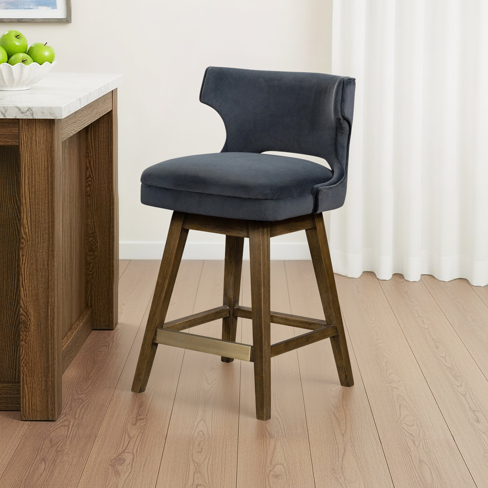 Matias 27" Swivel Bar Stool, Counter Stool (26.5" Seat Height)