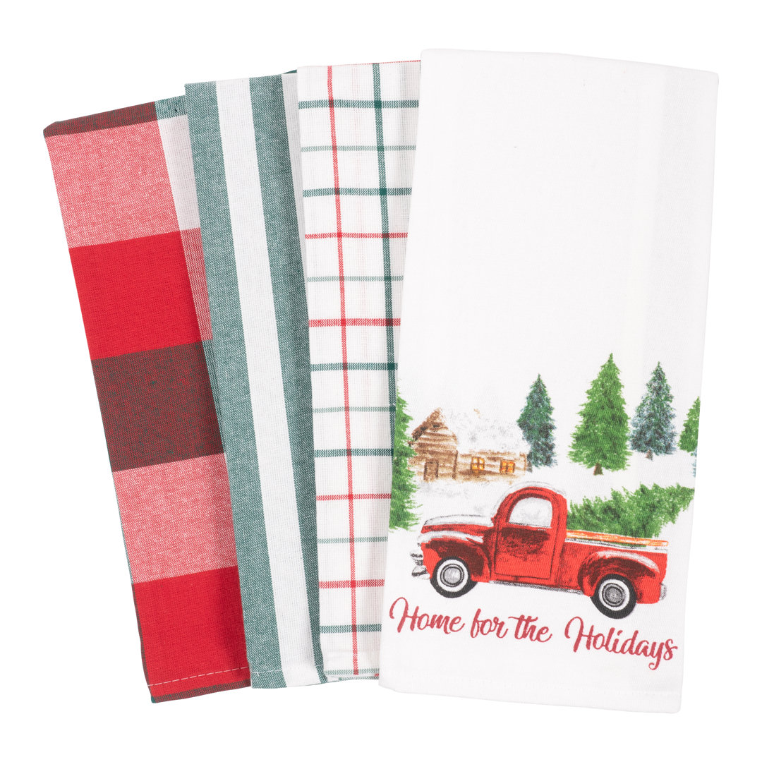 Woodland Plaid Waffle Kitchen Towel Linen Set KAF Home