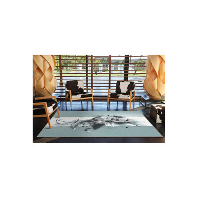 Tapis décoratif lavable turquoise