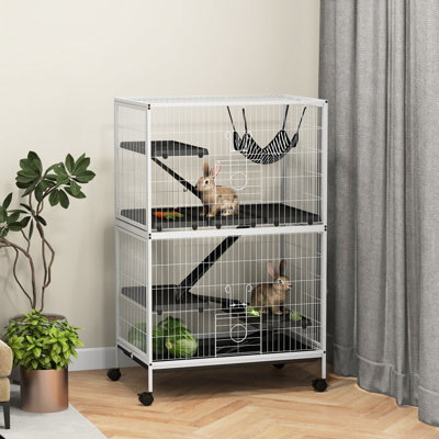 50.5" Tall 5 Small Animal Coop - White Cage With & 4 Doors For Ferrets And Chinchillas 50" H Heavy-duty From White, Chinchillas, Door Ingress
