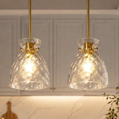 Suspension vintage de 7,5 po à 1 lumière en verre texturé