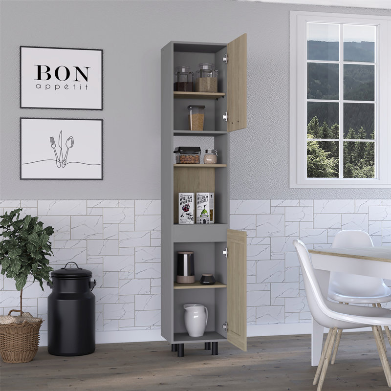 Garde-manger classique, armoire de rangement, buffet avec porte double et six tablettes pour une vie organisée