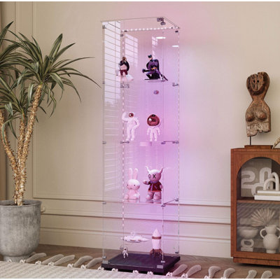 Vitrine en verre trempé - rangement polyvalent! Comprend une fonction d'armoire à vin, un plateau en verre trempé, une bande lumineuse à DEL Bluetooth et un verrou de porte.
