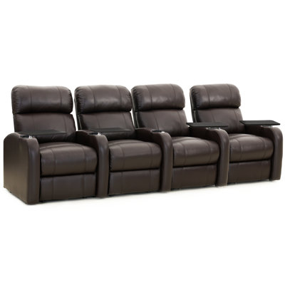 Diesel Leather Home Theater Row Seating (Row of 4) by Latitude Run