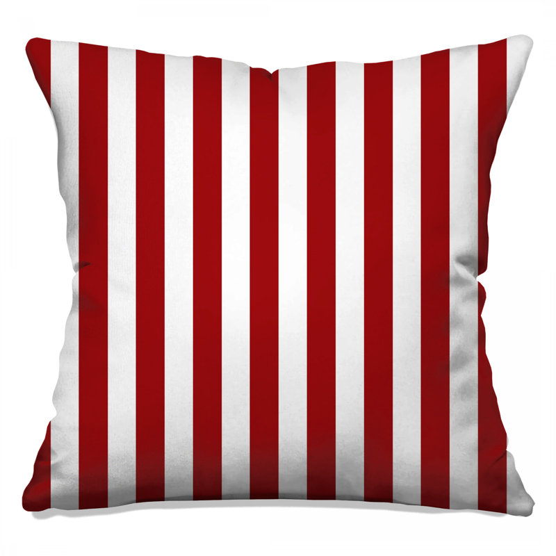 Red White Stripes Double Sided Throw Pillows, 14 x 14 inches
