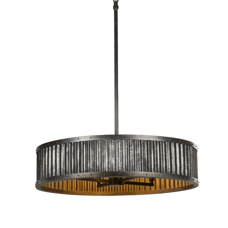Lustre cylindrique unique et remarquable à 4 lumières Nellcote, H 10,5 po x l 33,5 po x P 33,5 po