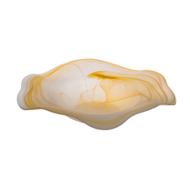 Assiette décorative en verre Adelay, Orange/Blanc
