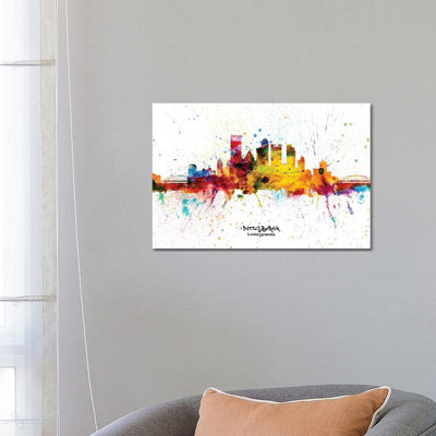 Pittsburgh Pennsylvania Skyline Splash by Michael Tompsett - Wrapped Canvas Print