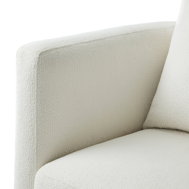 Fauteuil demi-tonneau pivotant en tissu Ivory Performance, Ivoire ivoire