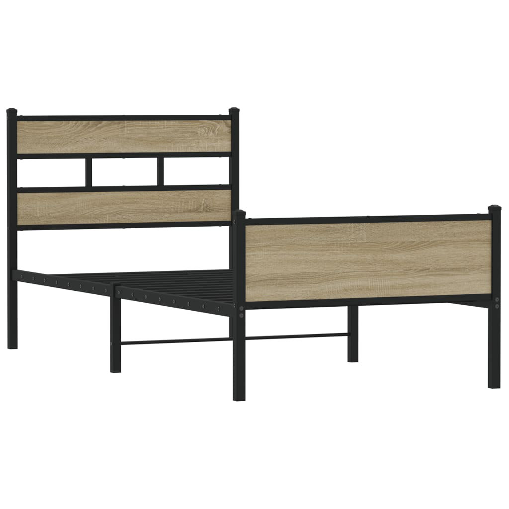 Vidaxl Bed Frame Without Mattress Brown Oak 100X200 Cm Engineered Wood