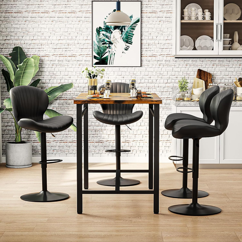 Ensemble de 2 tabourets de bar, tabourets de bar réglables à hauteur de comptoir pivotante avec dossier et repose-pieds, chaises de bar de conception moderne, tabourets de bar rembourrés en similicuir pour bar, cuisine