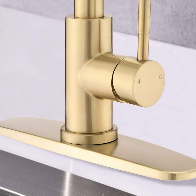 Kitchen Faucet With , Stainless Steel Brushed Gold, Fingerprint , 1.8Gpm Flow, 360 Rotation, Artistic Gold Faucet, Swivelable, To Corrosion And Scratches, Elegant Style