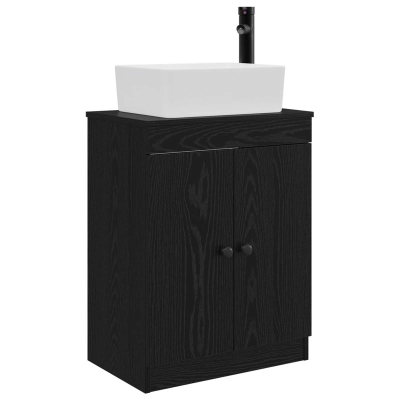 Single Bathroom Vanity with Ceramic Basin, Black