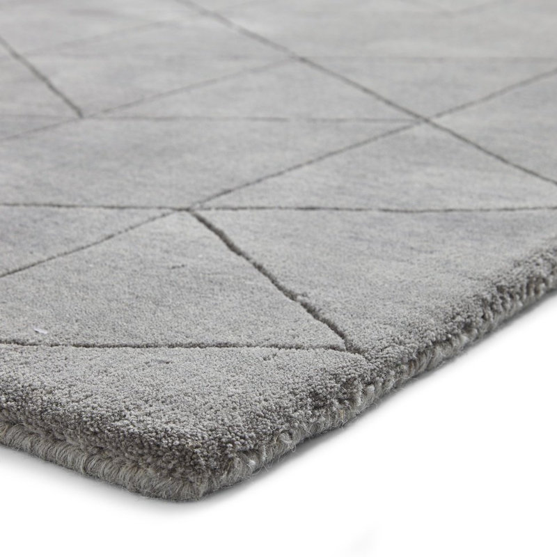 Tufted Wool Grey Rug, Rectangle 120 x 170cm
