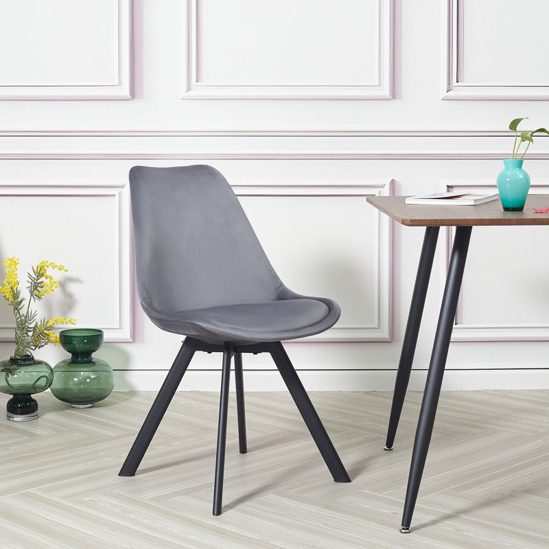 4 Rivas Velvet Upholstered Dining Chairs, Grey, 1