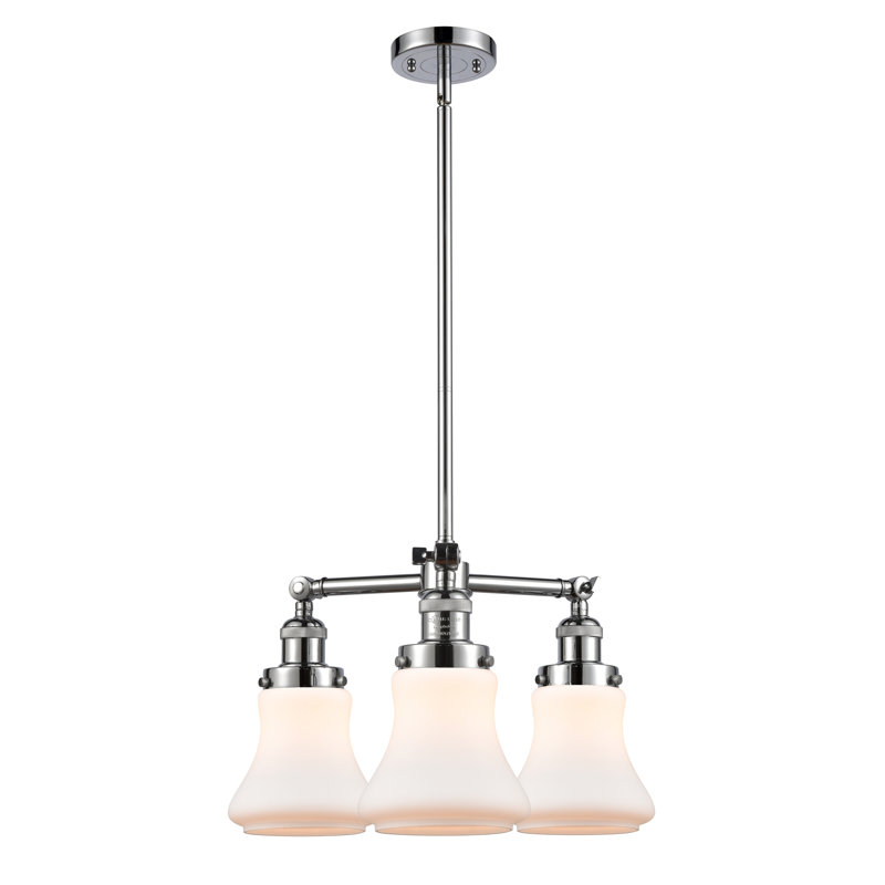 Lustre classique à 3 lumières Edda, Chrome poli, Blanc mat, Ampoule DEL 6 watts Vinage