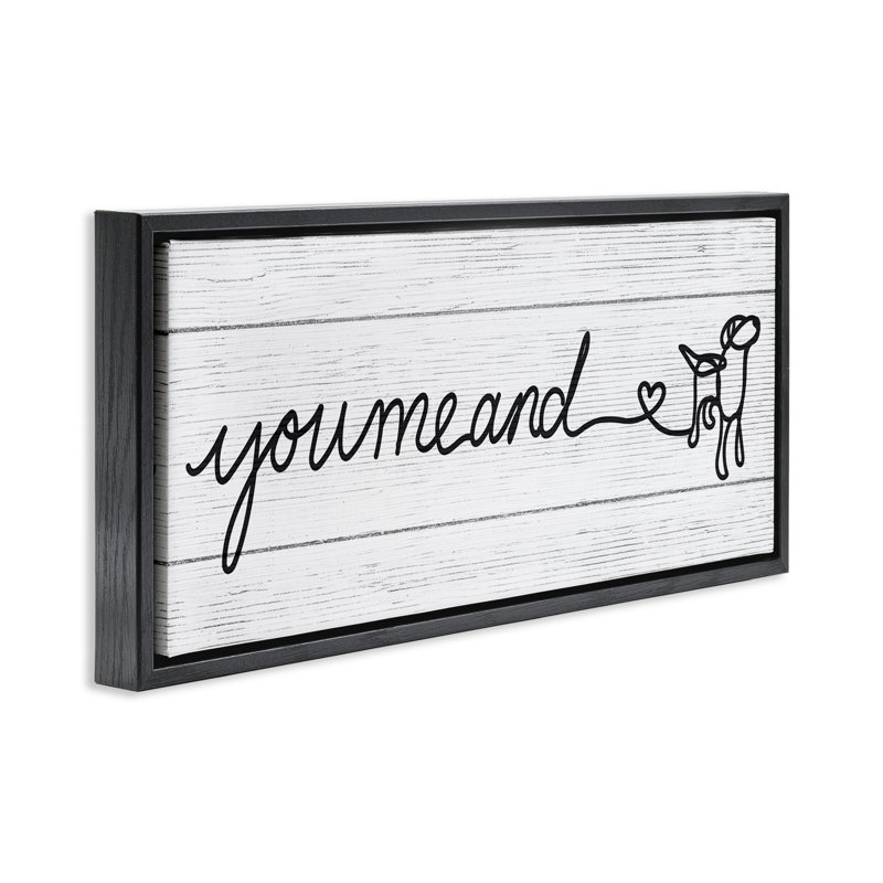 "Country You Me & Dog", art mural sur toile flottante par Daphne Polselli, Cadre flottant noir de jais, H 11 po x l 25 po