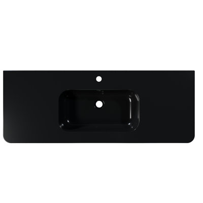 48" Integrated Single Bathroom Vanity Sink Top with Overflow Hole, Single-Hole Faucet Not Included, Large R-Corner