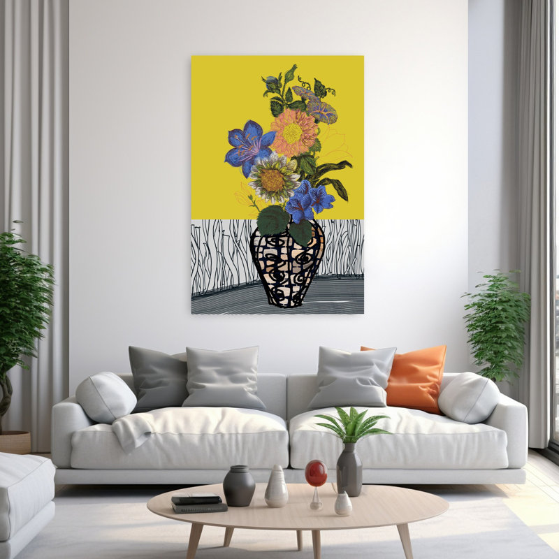 Art mural contemporain abstrait fantaisiste, H 60 po x l 40 po