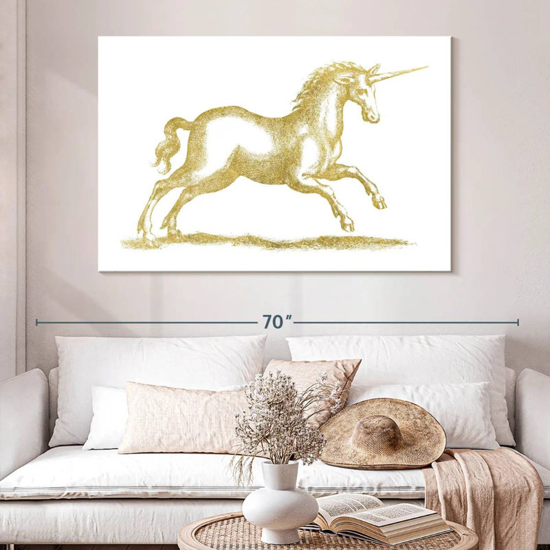 Kelan Golden Unicorn Fantasy, H 34 po x l 51 po