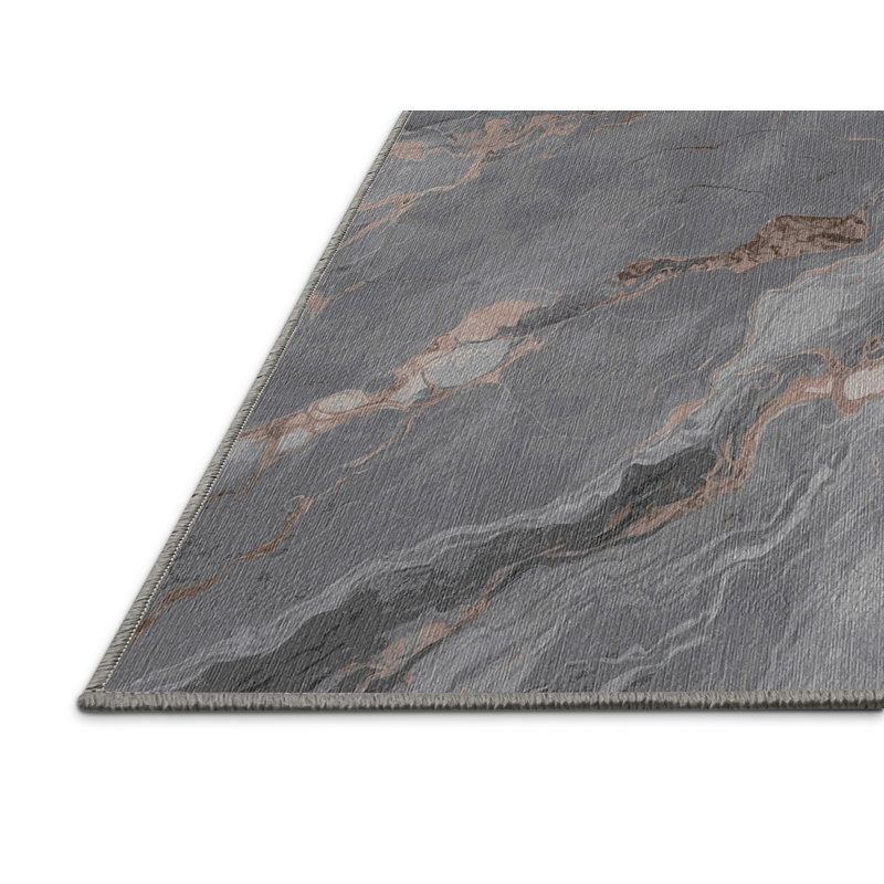 Machine Washable Gray Area Rug, Rectangle 8' x 12'