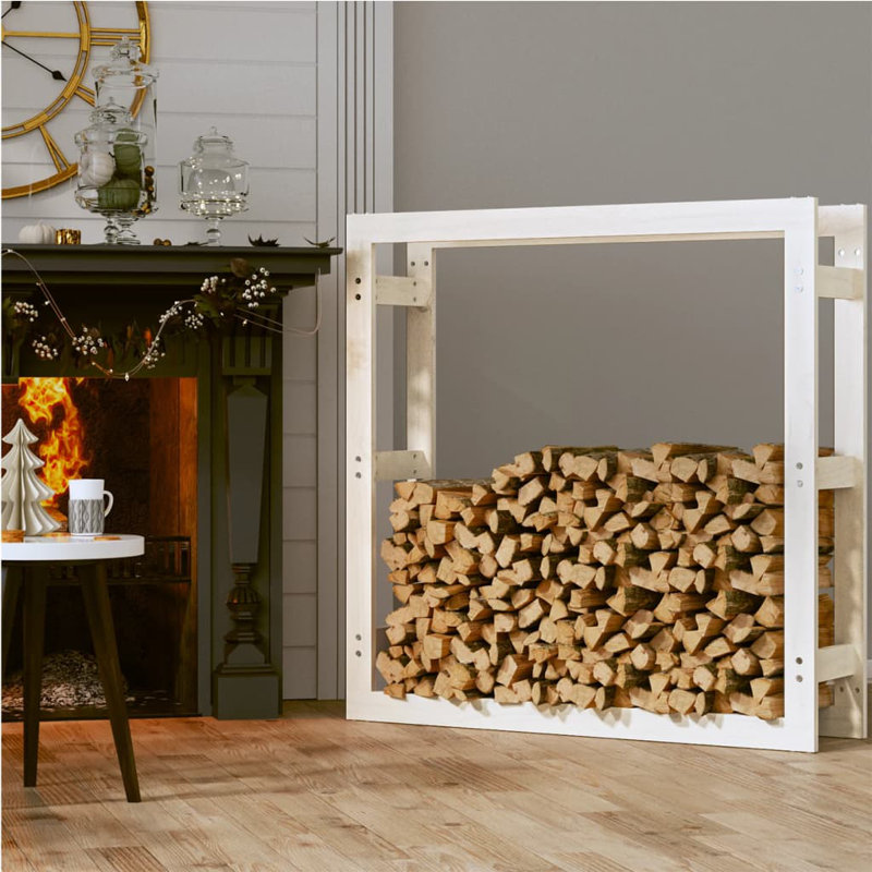100cm W Solid Wood Log Rack, White