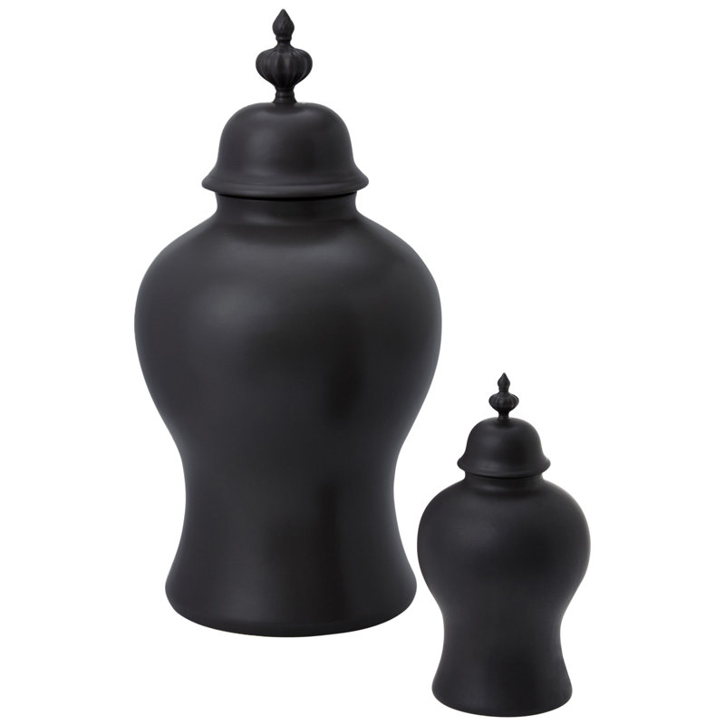 Beaufort Ginger Jar, 13.5" H x 7" W x 7" D, Matte Black