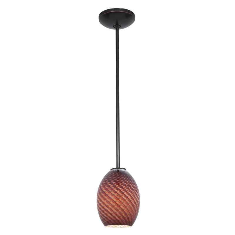 Norberg 1 - Light Single Pendant, Oil Rubbed Bronze, Rod, Amber Firebird
