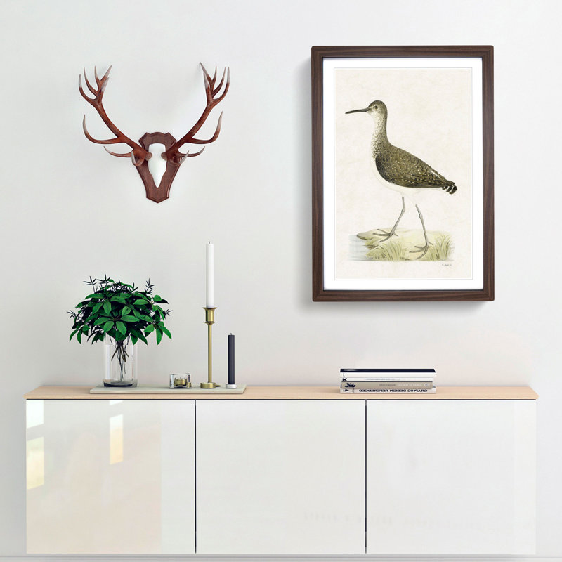 Green Sandpiper by Von Wright - Picture Frame Painting Print, 87cm H x 62cm W x 2cm D, Walnut Framed