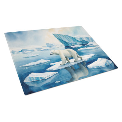 Polar Bear on the Ice Glass Cutting Board