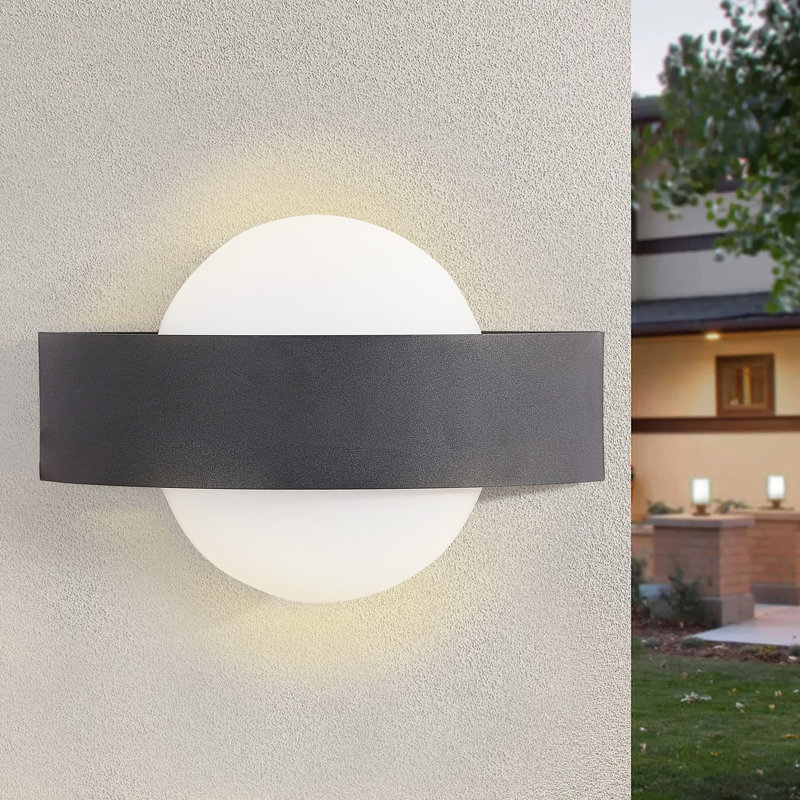 Modern LED Outdoor Wall Sconce, Dimmable Waterproof Glass Shade, 3000K