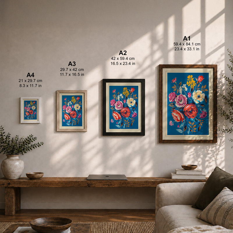 Garden in Bloom Botanical - Framed Print, A1 - 84.1 x 59.4 cm, Black