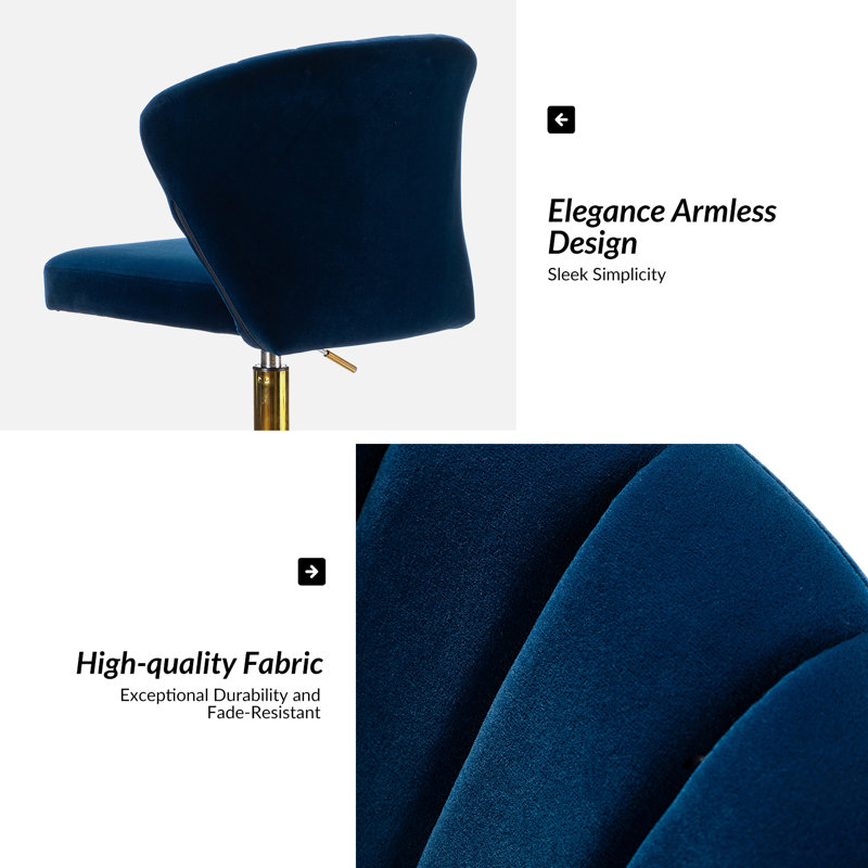 Blue Elephant Velvet Office Chair, Navy