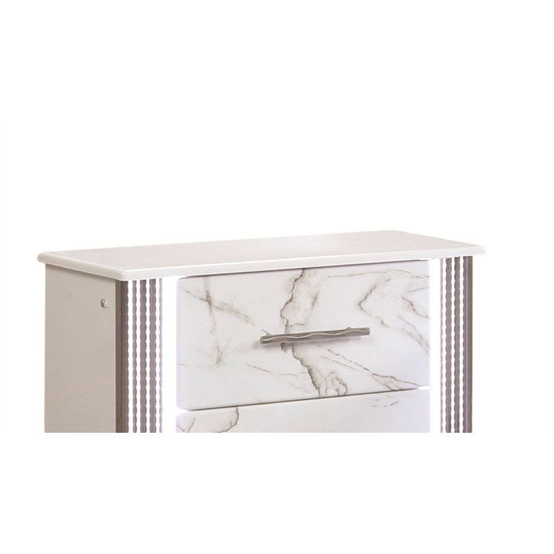 Table de chevet Desire - Façades de tiroirs inspirées du marbre (comprend seulement la table de chevet)