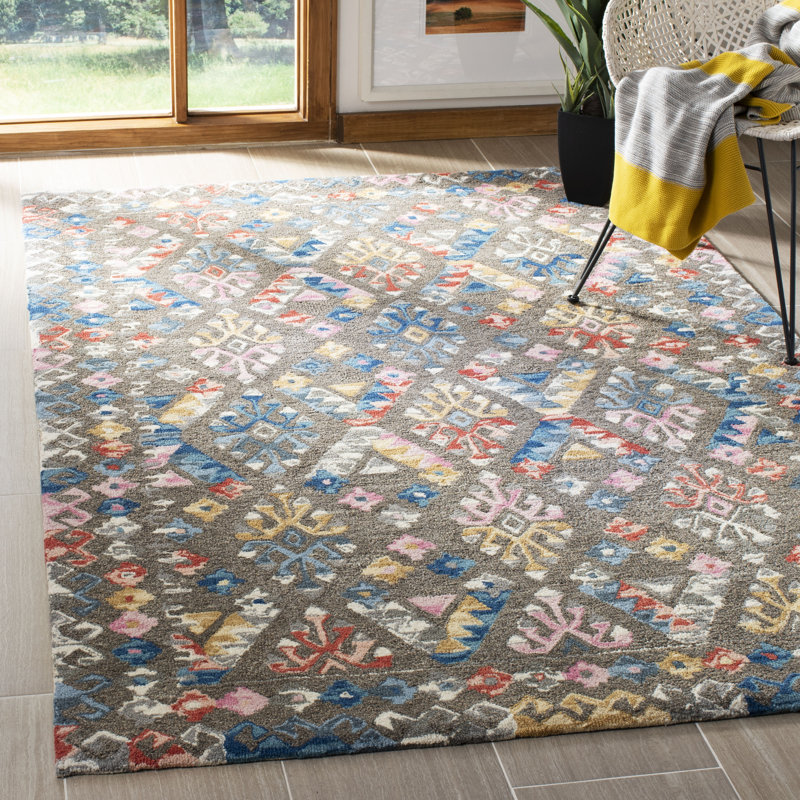 Tapis en laine et en coton touffeté à la main Raife, Rectangle 4 pi x 6 pi