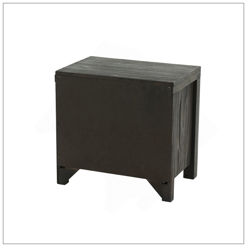 Élégante table de chevet à 2 tiroirs en espresso, parfaite pour le rangement et l'organisation d'une chambre à coucher avec une touche moderne.