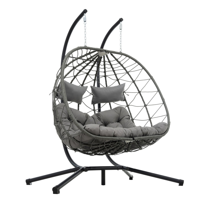 Fauteuil à œufs pour 2 personnes avec support Balancelle d'extérieur pour l'extérieur, Gris