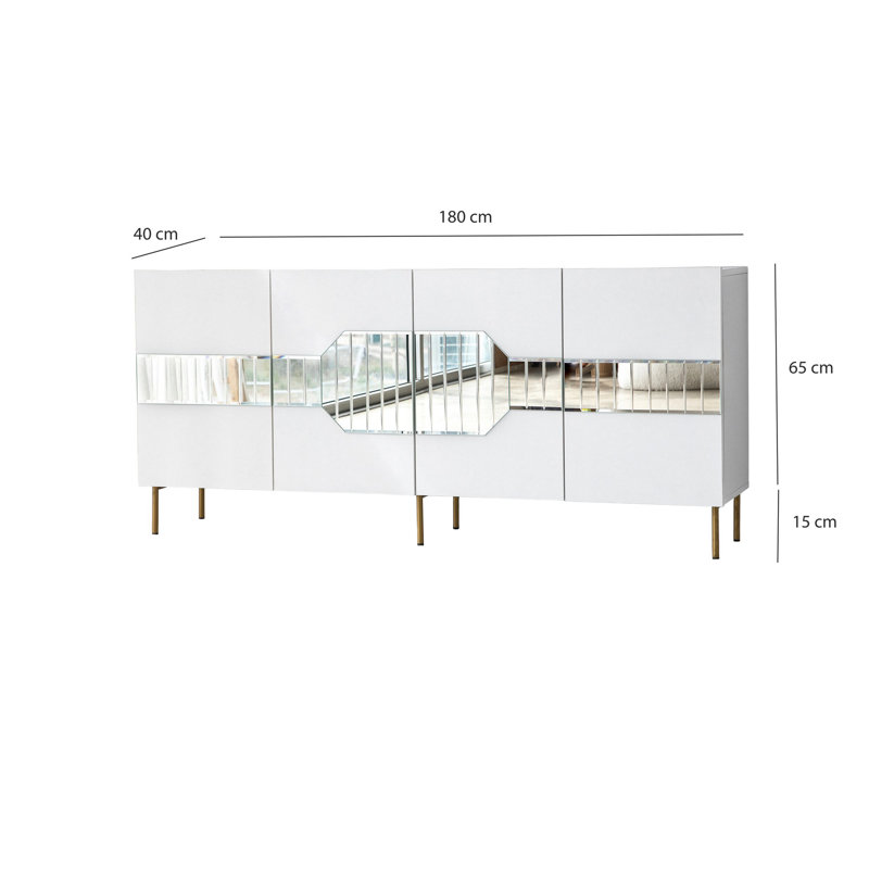 Neostill 80cm Sideboard, White/Gold
