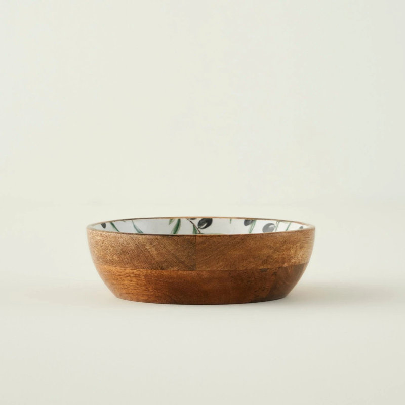 Bol de service en bois de manguier olive