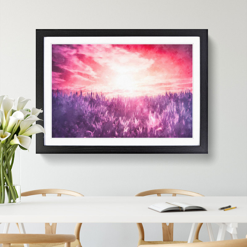 Purple Meadow - Framed Print, 36cm H x 48cm W x 2cm D, Black Framed